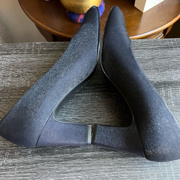 Nina Black Textured Fabric Pumps Block Heels US7.5 - Picture 3 of 9